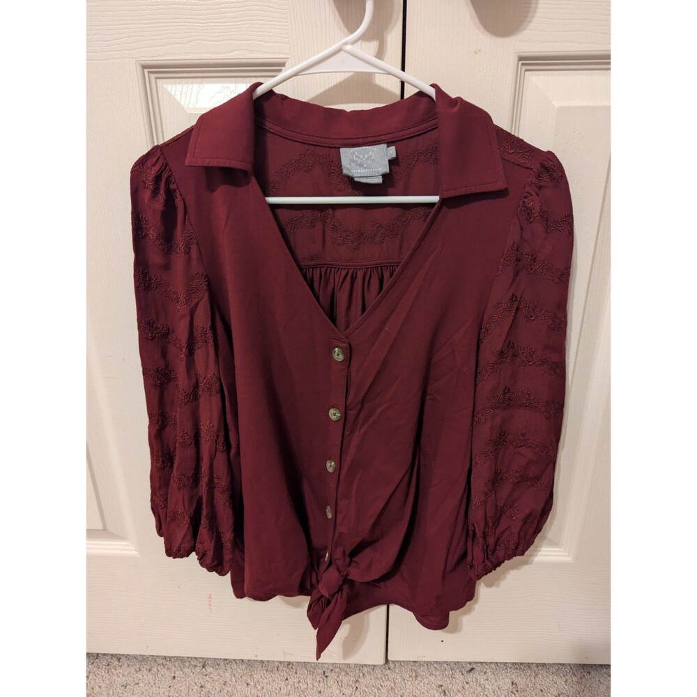 Anthropologie Vanessa Virginia Lenora Tie Front Top, Size Small